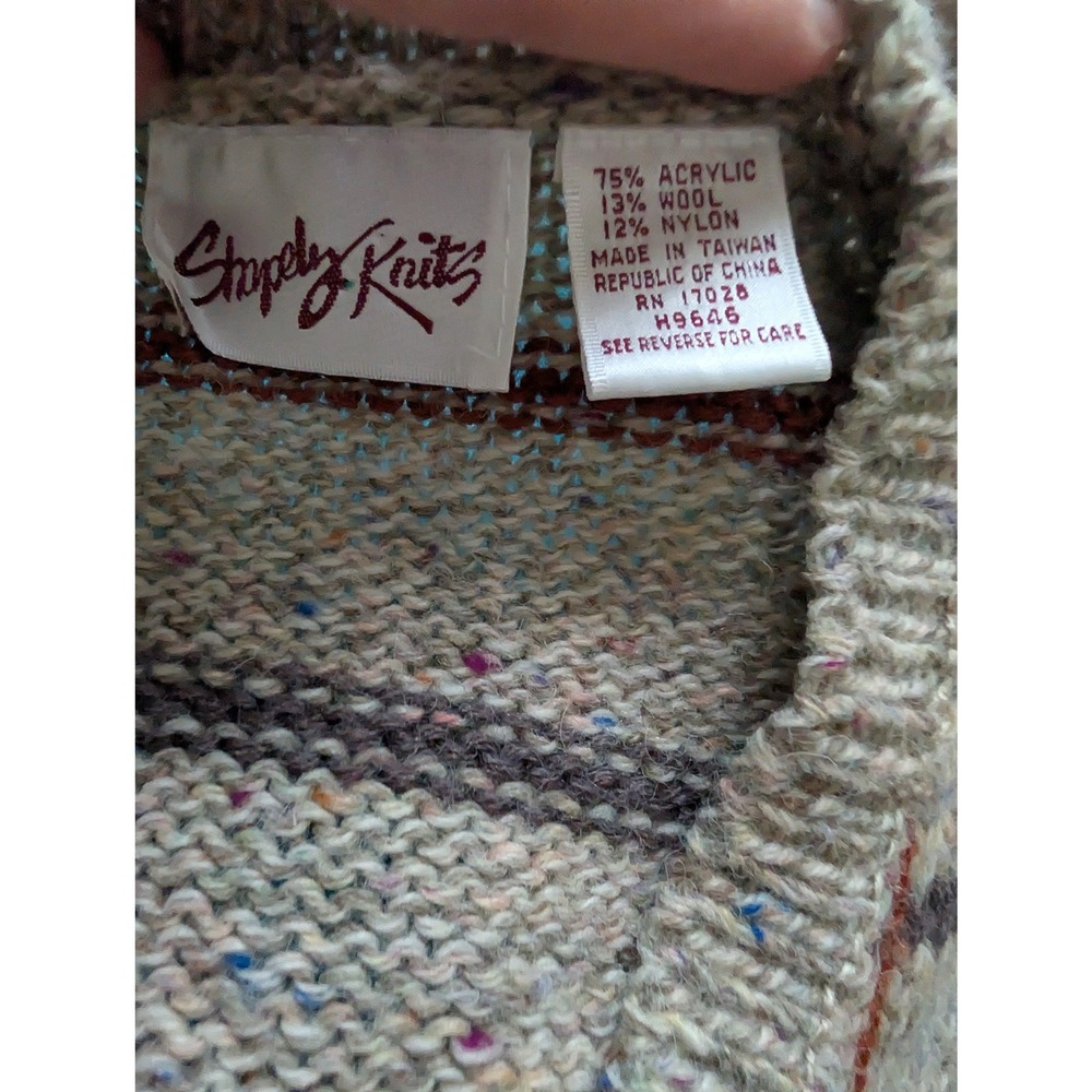 Shapely Knits Vintage Wool Blend Plaid Sweater Vest Tweed Donegal Fleck Gray M - Picture 3 of 7